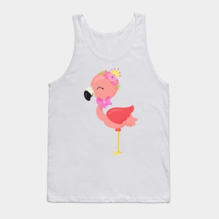 Princess Flamingo, Flowers, Cute Flamingo, Crown Tank Top